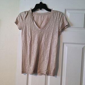 J. Crew Shimmering Cream V-Neck Tee